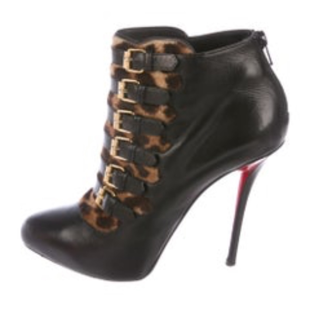 Christian Louboutin Leather Round-Toe Booties